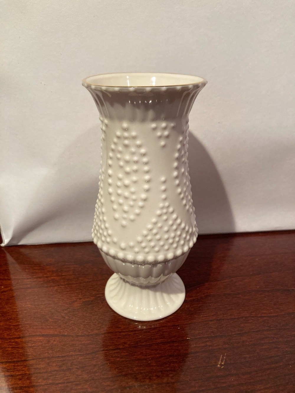 Lenox Cream Beaded Ceramic Pedestal Vase